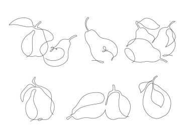 Mimalizmde stilize armutlarla grafiksel vektör klipsleme sanatı