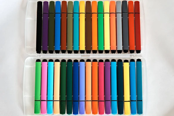 Set Colored Markers Drawing White Background — Stock Photo, Image