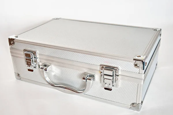 Metal Aluminum Suitcase Isolated White Background Royalty Free Stock Photos