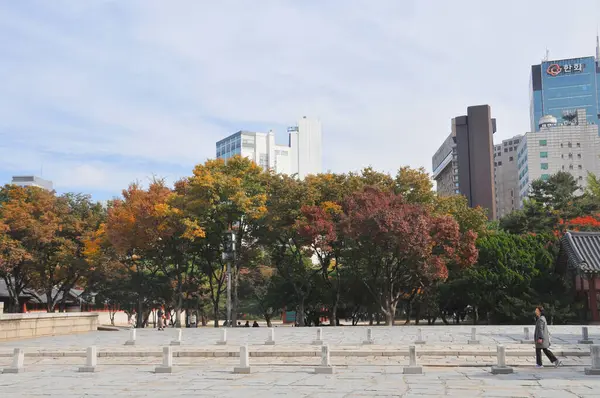 Seoul South Korea Oktober 2022 Gamla Antika Stengångvägen Deoksugung Palats — Stockfoto