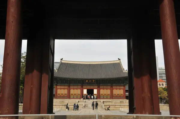 Seoul Νοτια Κορεα Οκτωβριου 2022 Παραδοσιακή Παλιά Ξύλινη Πύλη Junghwamun — Φωτογραφία Αρχείου