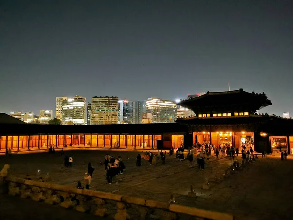 Seoul South Korea October 2022 Light Gyeongbokgung Palace Main Hall — Stock Photo, Image
