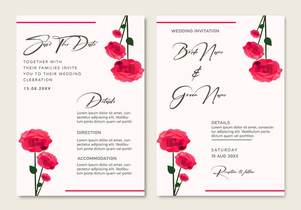 Rose Wedding Invitation Template — Stock Vector