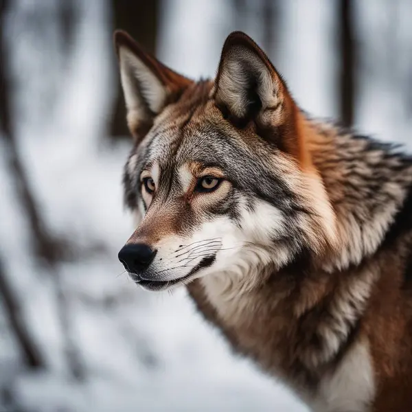 Красный Волк Изолированном Фоне Леса — стоковое фото