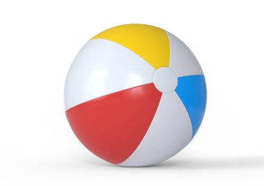 Beach ball isolated on white background. 3D Rendering, 3D Illustration clipart