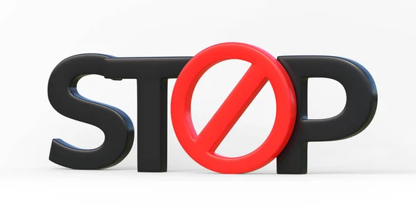 Word Stop Met Rood Geen Symbool Geïsoleerd Witte Achtergrond Verboden — Stockfoto
