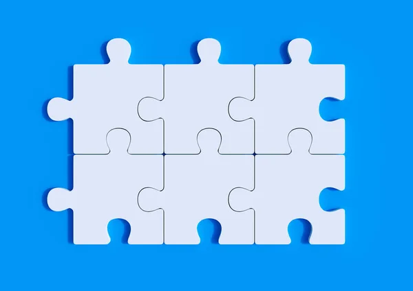 Puzzle Blanc Sur Fond Bleu Avec Espace Copie Pièces Puzzle — Photo