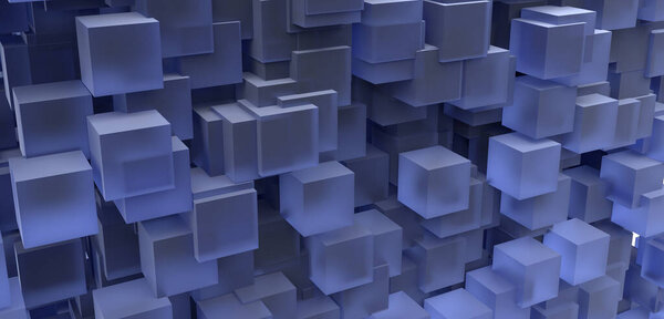 Abstract blue glass cube. 3D render