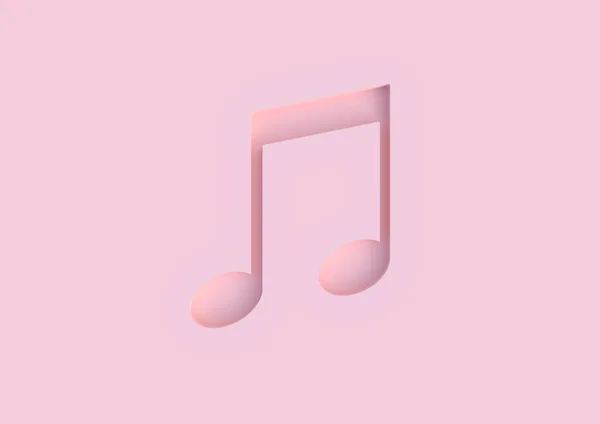 音乐注释3D图标在粉红的背景上 带着阴影的音乐音符压入了里面 创意概念简约主义 3D渲染说明 — 图库照片