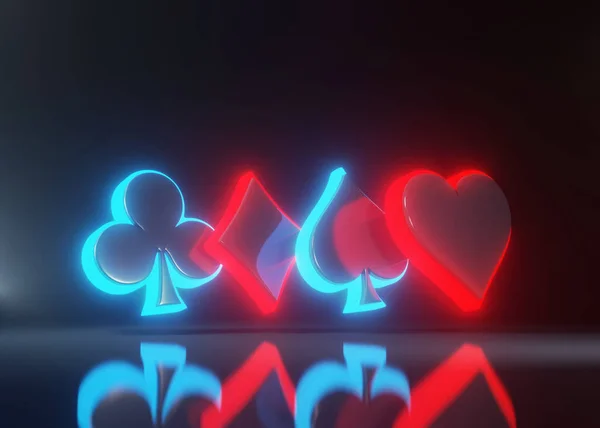 Ess Spelar Kort Symbol Klubbar Diamanter Spader Och Hjärtan Med — Stockfoto