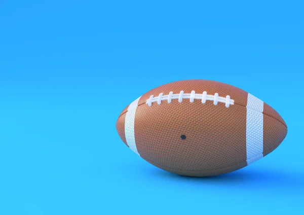 Amerikansk Fotboll Isolerad Pastell Blå Bakgrund Minimalt Kreativt Koncept Rendering — Stockfoto