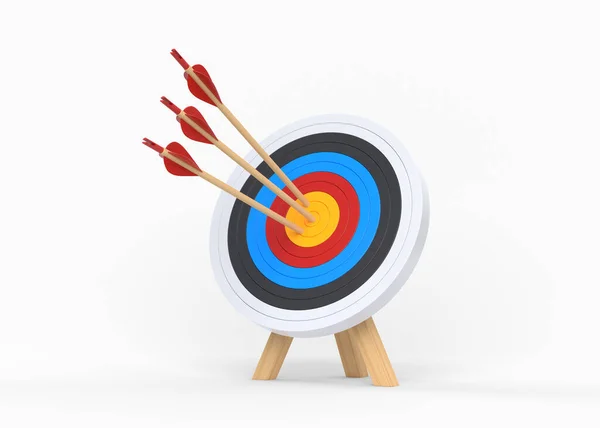 Archery Target Three Arrows Isolated White Background Dartboard Bullseye Business — Stock Photo, Image