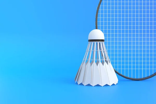Badminton Racket Shuttlecock Blauwe Achtergrond Weergave Illustratie — Stockfoto