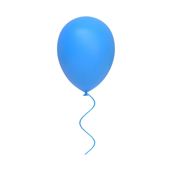 Balão Azul Isolado Sobre Fundo Branco Renderizar Ilustração — Fotografia de Stock