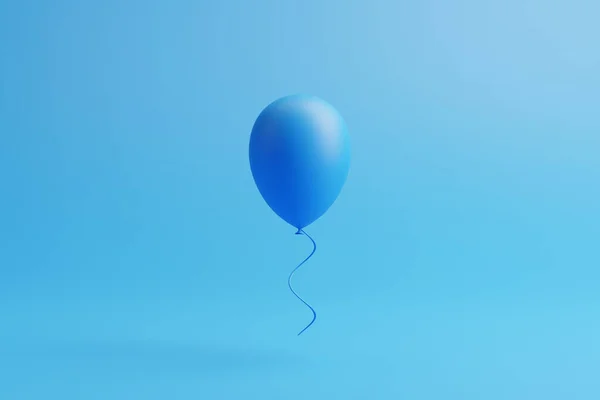 One Blue Balloon Blue Background Render Illustration — Stock Photo, Image