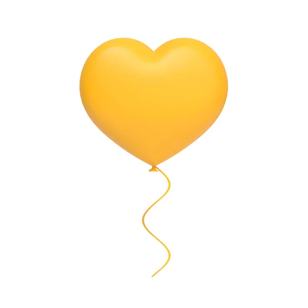 Żółty Balon Kształcie Serca Izolowany Białym Tle Ilustracja Renderowania — Zdjęcie stockowe