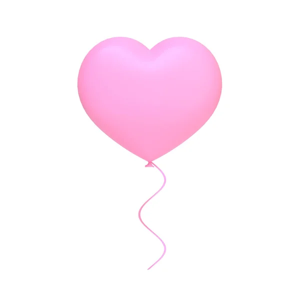 Ροζ Μπαλόνι Σχήμα Καρδιάς Απομονωμένο Λευκό Φόντο Καθιστούν Απεικόνιση — Φωτογραφία Αρχείου