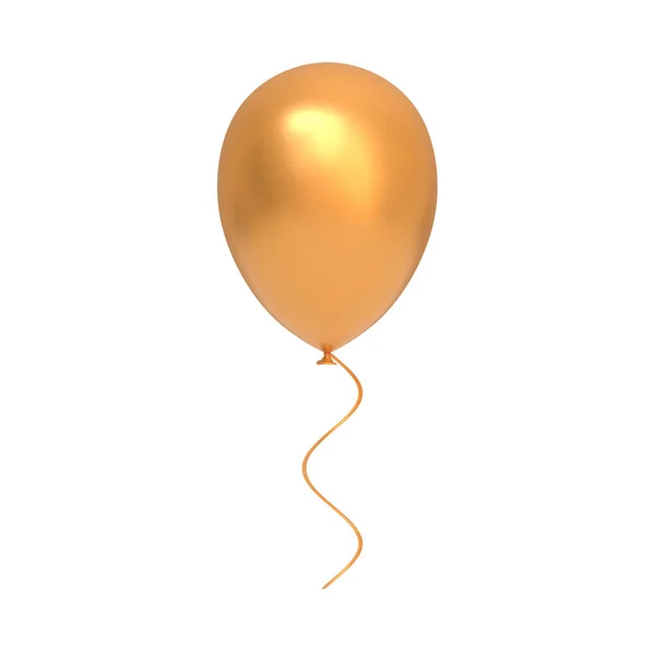 Balão Dourado Isolado Sobre Fundo Branco Renderizar Ilustração — Fotografia de Stock