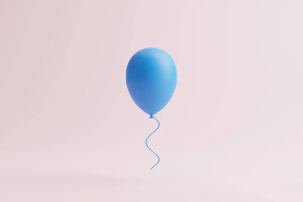 Balão Azul Fundo Rosa Pastel Renderizar Ilustração — Fotografia de Stock