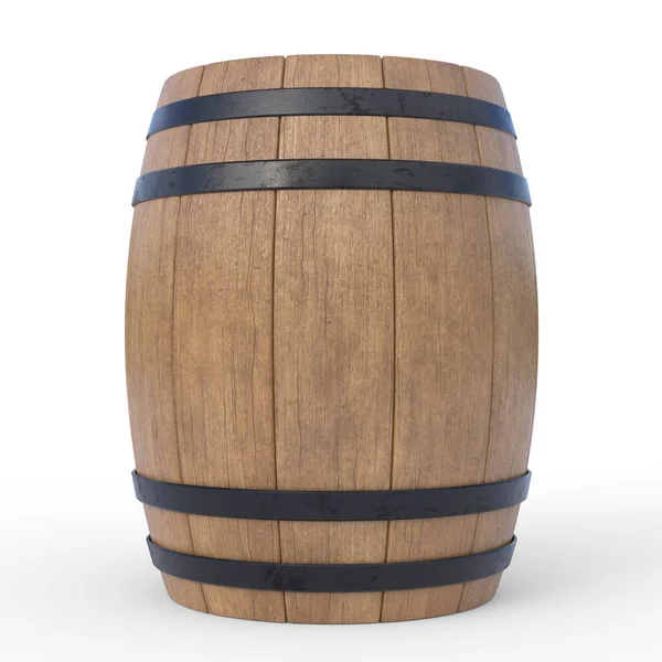 stock image Wooden barrel isolated on white background 3d rendering illustration