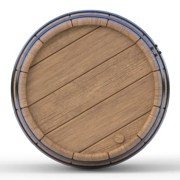 白地に孤立した木製の樽3Dレンダリングイラスト — ストック写真