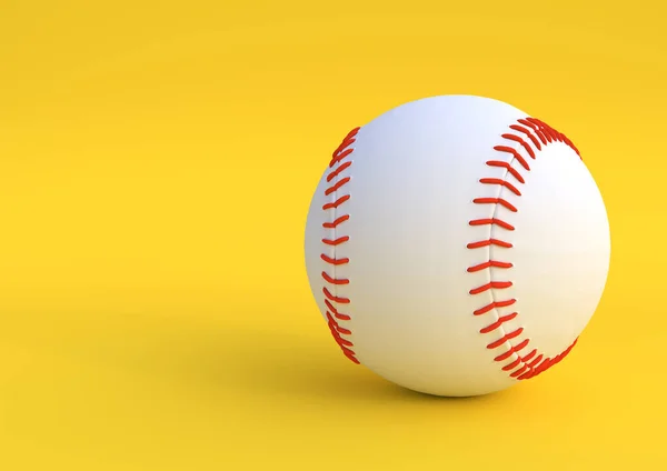 Baseball Isolated Pastel Yellow Background Minimalism Creative Sports Concept Rendering — Stock Photo, Image