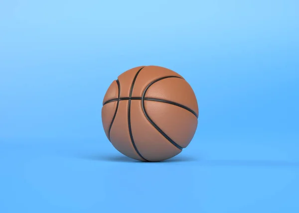 コピースペース付きの明るい青の背景にオレンジのバスケットボール 最小限の創造的なスポーツコンセプト 3Dレンダリング3Dイラスト — ストック写真