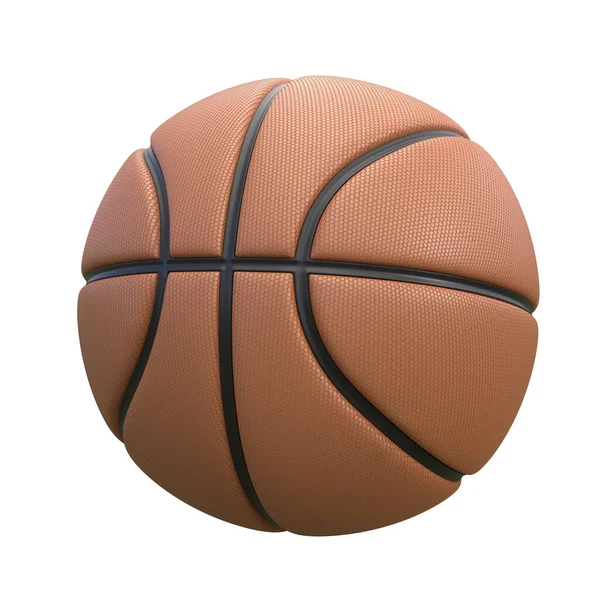 Beyaz Arka Planda Izole Edilmiş Gerçekçi Turuncu Kahverengi Klasik Basketbol — Stok fotoğraf