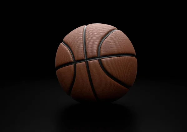 ブラックラインデザインのオレンジバスケットボールダークバックグランド 空気中のバスケットボールとドットで質感 3Dイラスト 3Dレンダリング高解像度 — ストック写真