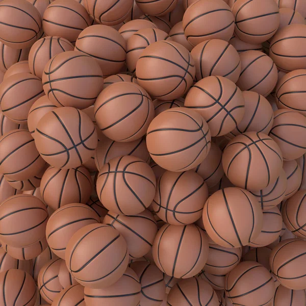 Muchas Bolas Baloncesto Naranja Que Yacen Una Pila Sin Fin —  Fotos de Stock