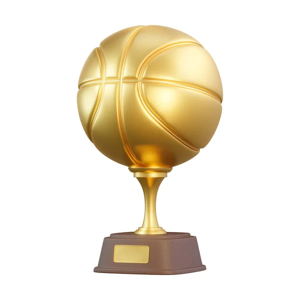Gouden Basketbalbeker Geïsoleerd Witte Achtergrond Sporttoernooiprijs Gouden Beker Overwinningsconcept Weergave — Stockfoto