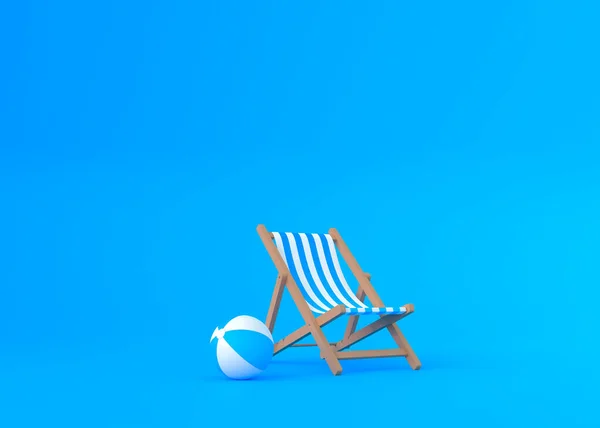 Krzesła Piłka Plażowa Paski Niebieskim Tle Pojęcie Wakacji Letnich Lub — Zdjęcie stockowe