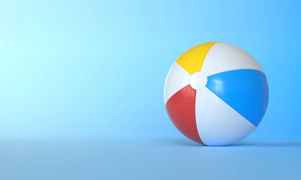 Beach ball on blue background.  Summer vacation concept. Minimalism concept. 3D Rendering, 3D Illustration