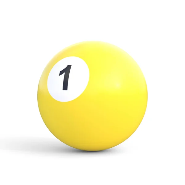 Billar Bola Número Uno Color Amarillo Aislado Sobre Fondo Blanco —  Fotos de Stock