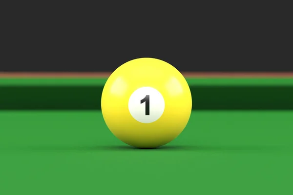 Biljardball Nummer Gul Farge Biljardbordet Realistisk Glinsende Snookerball Gjengivelse Illustrasjon – stockfoto