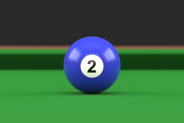 Biljardball Nummer Blå Farge Biljardbordet Realistisk Glinsende Snookerball Gjengivelse Illustrasjon – stockfoto