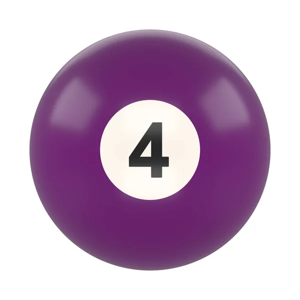 雪球4号紫色 白色背景隔离 现实的光滑的斯诺克球 3D渲染3D插图 — 图库照片