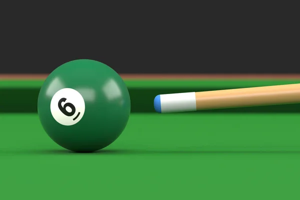 Nær Biljardball Nummer Seks Grønn Farge Biljardbordet Snooker Sikter Køballen – stockfoto