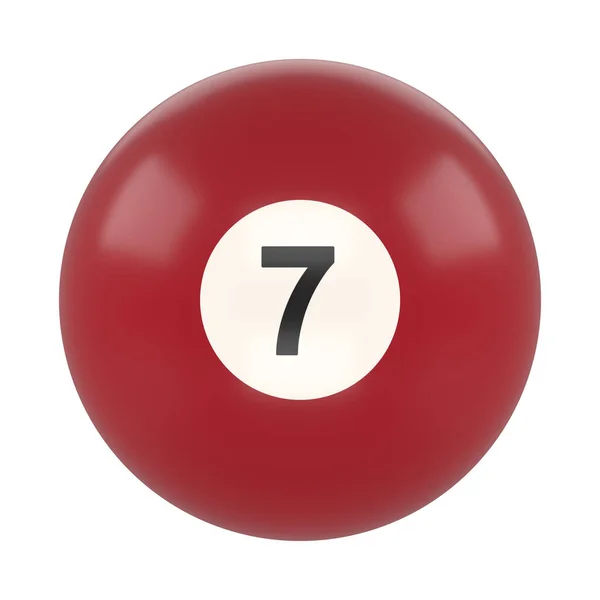 Biljartbal Nummer Zeven Bruine Kleur Geïsoleerd Witte Achtergrond Realistische Glanzende — Stockfoto