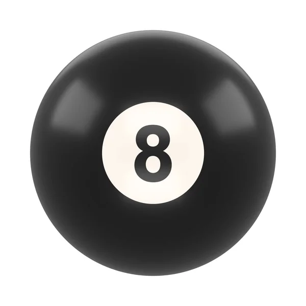 Billardkugel Nummer Acht Schwarze Farbe Isoliert Auf Weißem Hintergrund Realistischer — Stockfoto