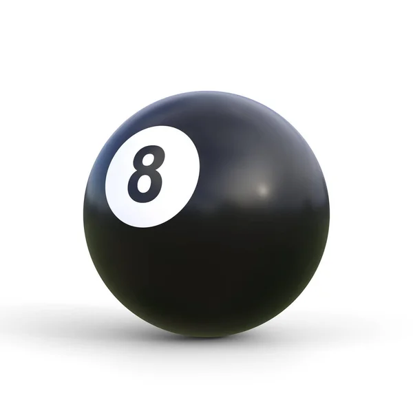 Biljartbal Nummer Acht Zwarte Kleur Geïsoleerd Witte Achtergrond Realistische Glanzende — Stockfoto