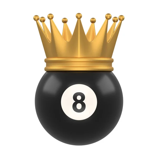 Bola Billar Número Ocho Color Negro Con Una Corona Oro — Foto de Stock