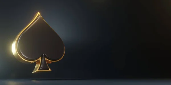 Символ Тузы Пики Черными Цветами Выделенными Черном Фоне Трехмерная Иллюстрация — стоковое фото