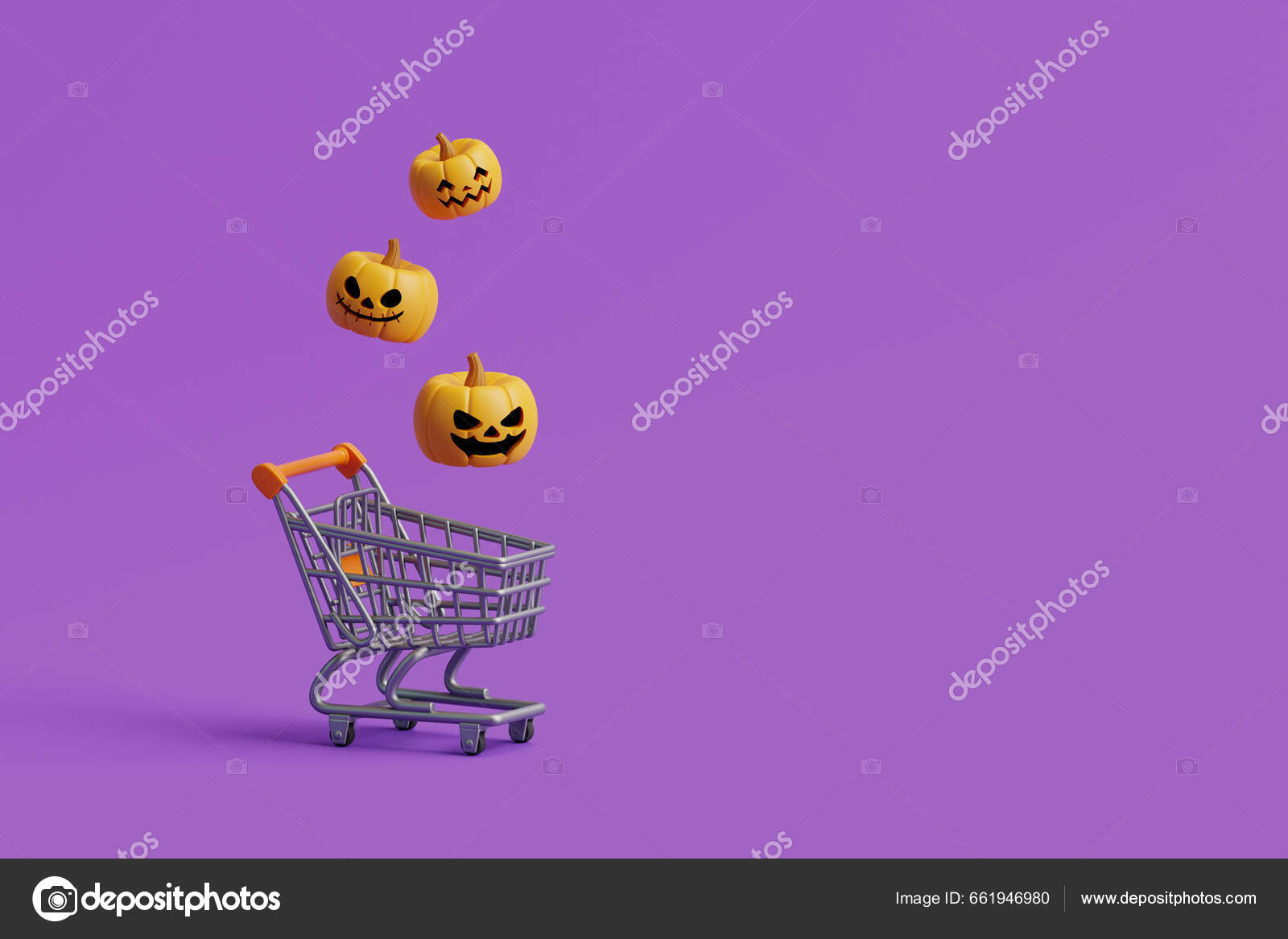 Šťastný Halloween Prodej Jack Lantern Dýně Nákupní Košík Fialovém Pozadí —  Stock Fotografie © Andrii_Sedykh #661946980