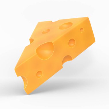 Peynir beyaz arka planda izole edilmiş. 3d resimleme