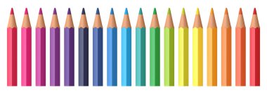 Beyaz arka planda izole edilmiş gerçekçi çok renkli kalem ya da pastel boya setleri. 3d resimleme