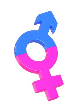 Transseksüel Sembol beyaz arkaplanda izole edildi. Cinsel semboller. Cinsiyet ikonu. LGBT Sembolü. 3d Render 3d Görüntü
