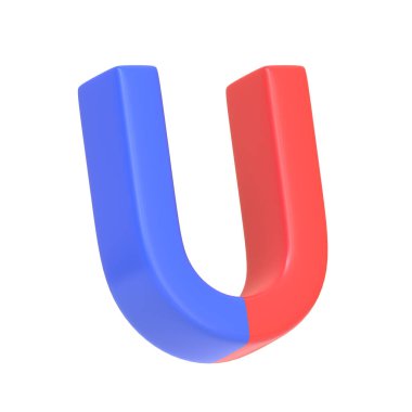 Mıknatıs beyaz arkaplanda izole edildi. 3 boyutlu simge, imza ve sembol. Çizgi film tarzı asgari. 3B Resim Hazırlama