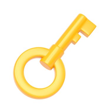 Beyaz arka planda göğüs anahtarı. 3d resimleme