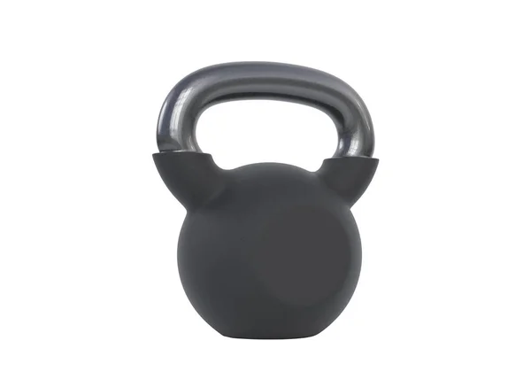 Černá Kettlebell Izolované Bílém Pozadí Přední Pohled Tělocvična Fitness Cvičení — Stock fotografie